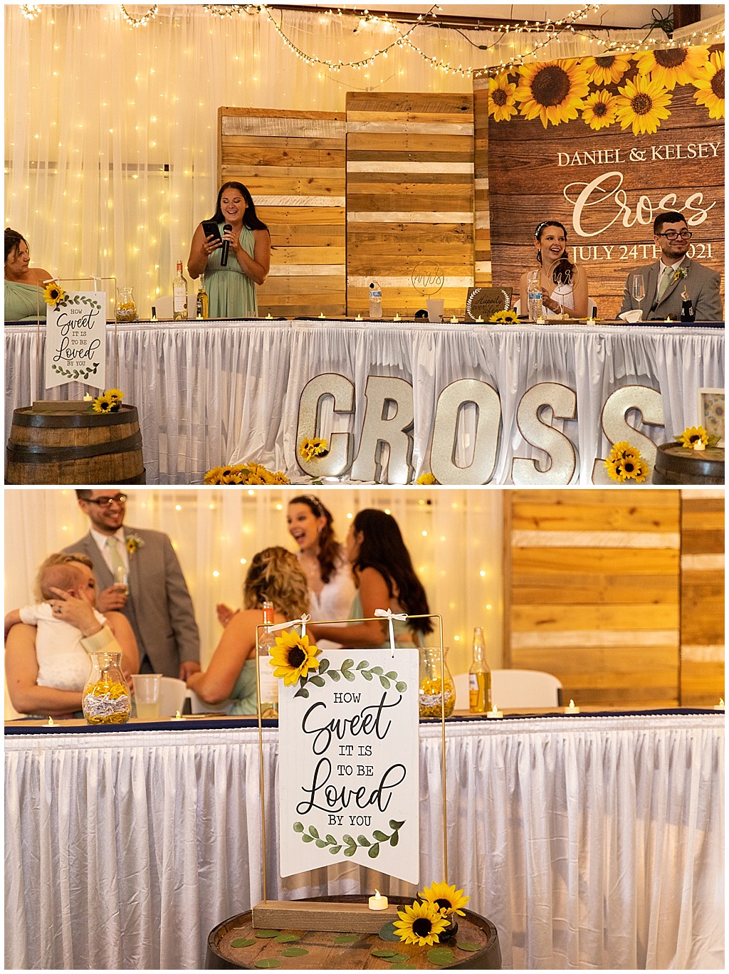 sunflower indoor wedding reception
