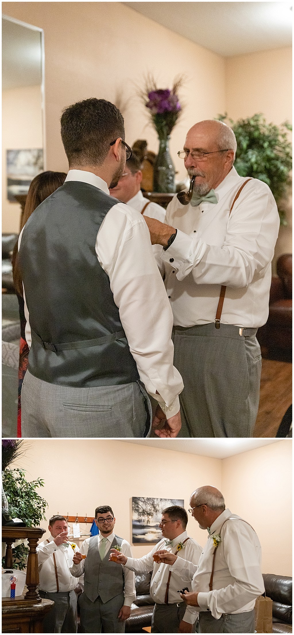 groom getting ready with groomsmen