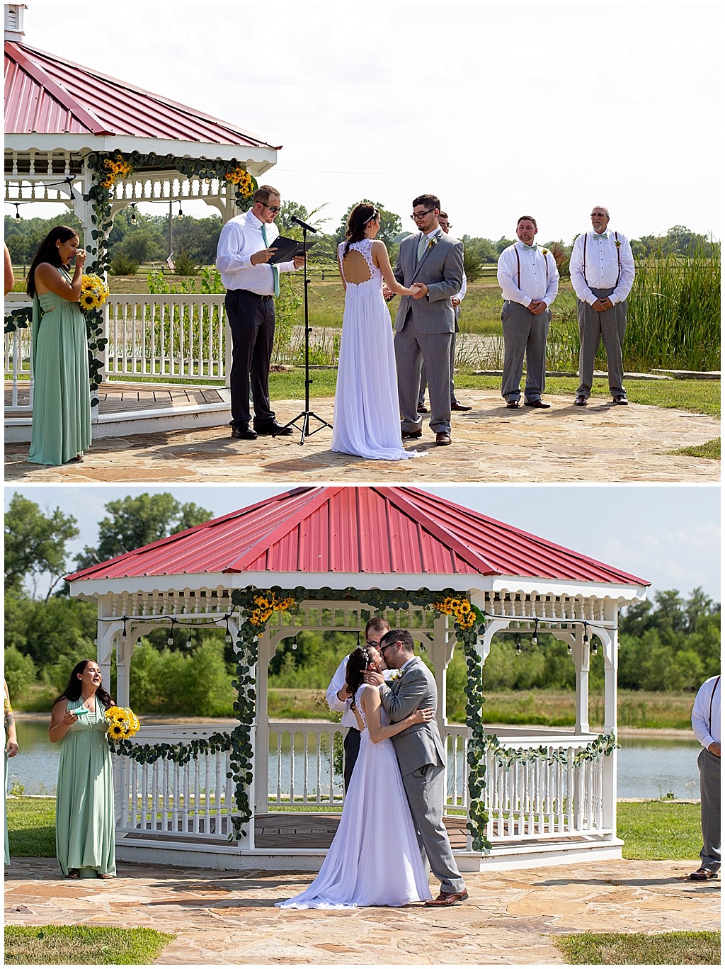 Bride and groom summer wedding at Lakeside Wedding Venue and Event Center