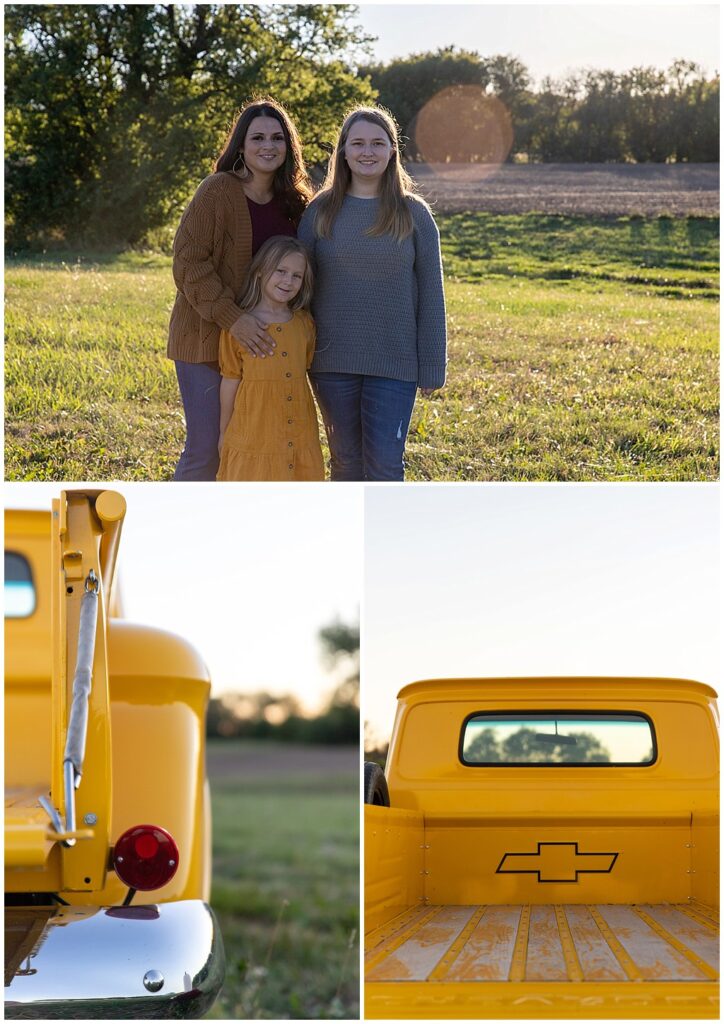 couple with yellow truck photo session