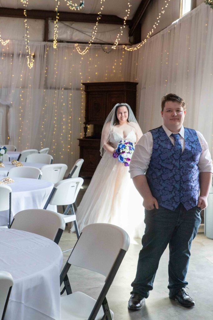 bride and groom first look
