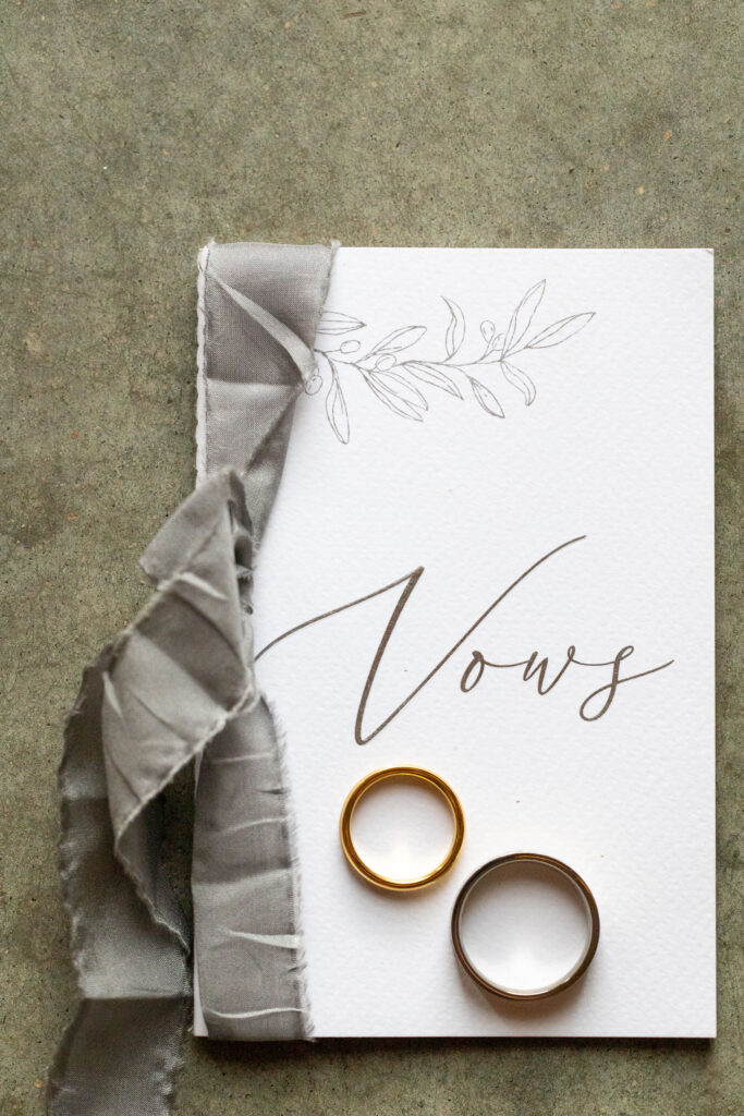 vow book with wedding rings
