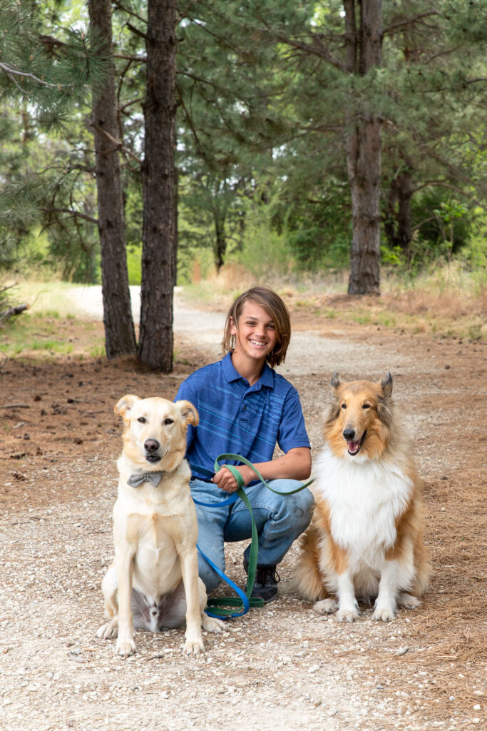 boy with dogs